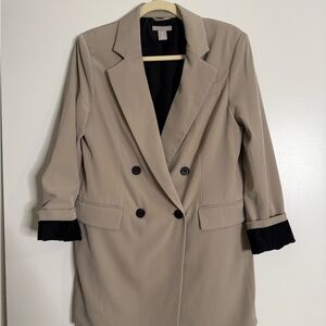 H&M oversized Beige Double-Breasted Blazer